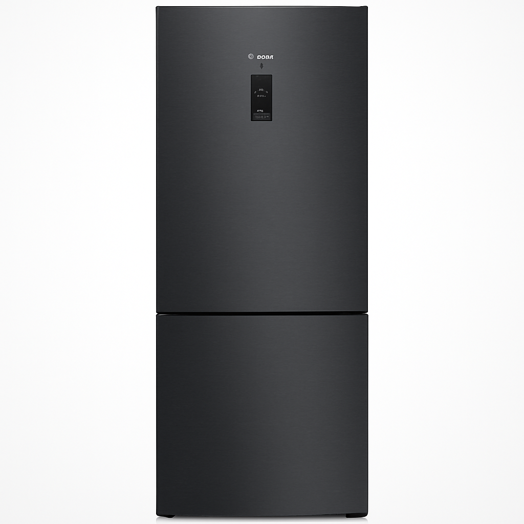Bosch KGN49AIBT Serie 6 vue de face avec portes fermées en acier inoxydable