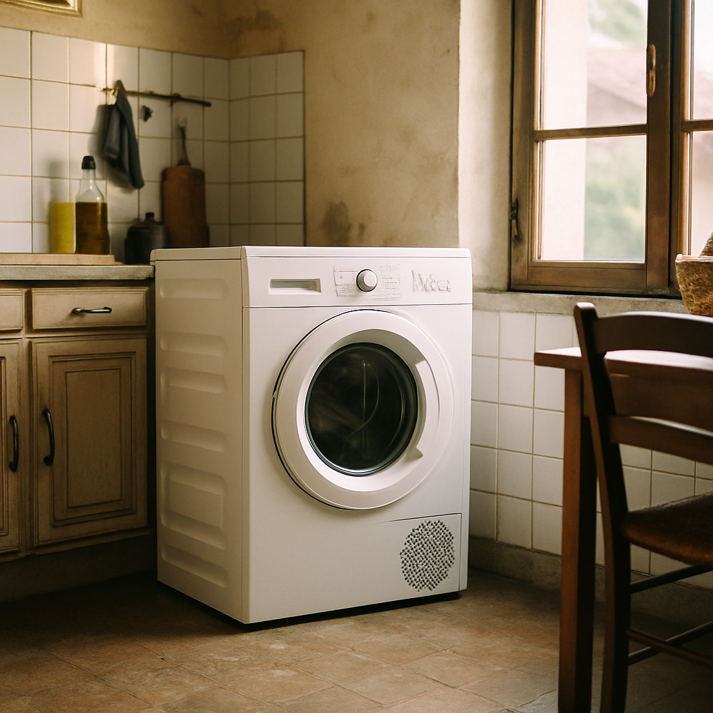 Electrolux EW6D4826HB en situation dans une buanderie moderne avec lave-linge