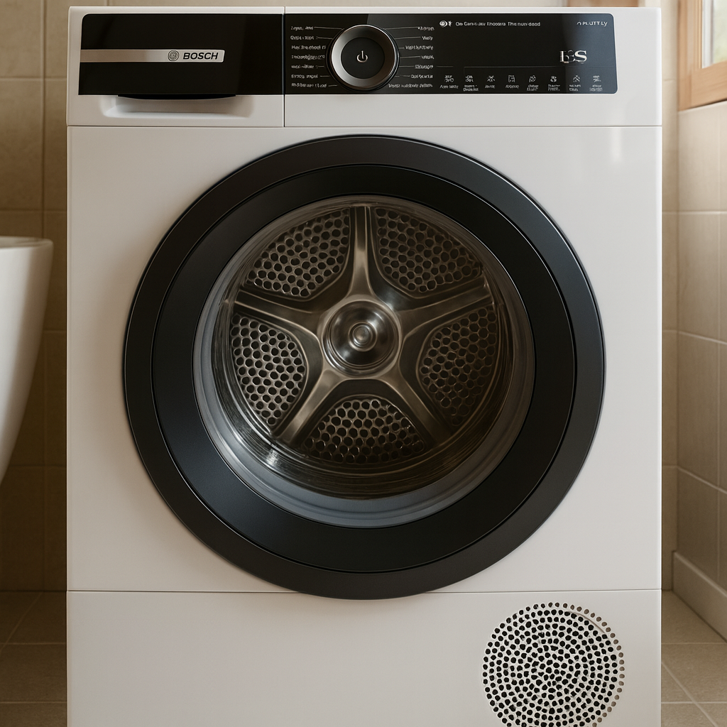Bosch Serie 6 WQN246D0FR face, hublot coulissant gris anthracite, bandeau blanc, écran LED